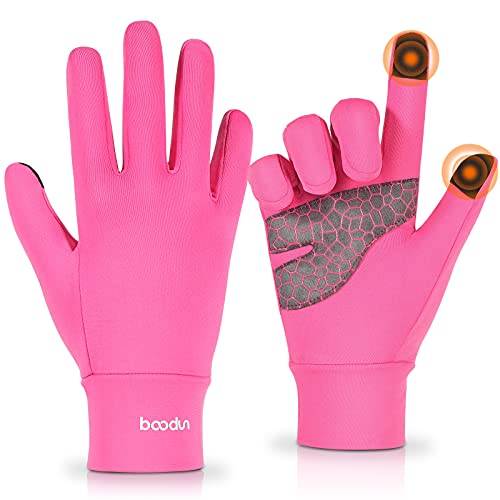 AOHAN Laufhandschuhe Herren Sport Handschuhe Unisex Winddicht Winter Fahrradhandschuhe Touchscreen Anti-Rutsch Handschuhe für Damen und Herren Laufen Fahren Radfahren Klettern (Pink, L-XL) von AOHAN