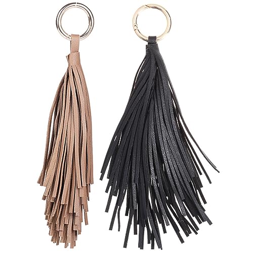 AOKWAWALIY 2St Quastenring aus Leder Schlüssel Quaste Anhänger Geldbörse hängende Dekoration Geldbörse Charme Autotasche car Keychain car Key Chain Portemonnaie-Dekor Lederquaste Legierung von AOKWAWALIY