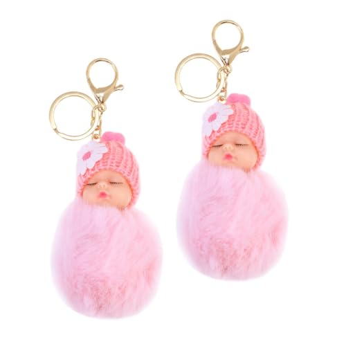 AOKWAWALIY 2St Schlüsselanhänger Pompon-Anhänger Auto schlüssel Halter Taschenanhänger tischläufer Weihnachten rolf zuckowski Weihnachten Bommel keychian Bommel-Taschen-Anhänger Metall Rosa von AOKWAWALIY