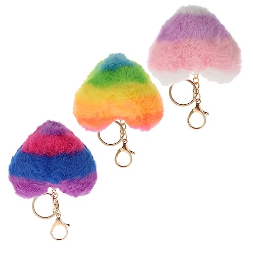 AOKWAWALIY 3St Regenbogen-Plüsch-Anhänger Zubehör Abs Pom Poms Schlüsselanhänger das kindergeschenk Bag Charm Decor schlüssel plüsch anhänger Handtasche Plüsch Anhänger Zinklegierung von AOKWAWALIY