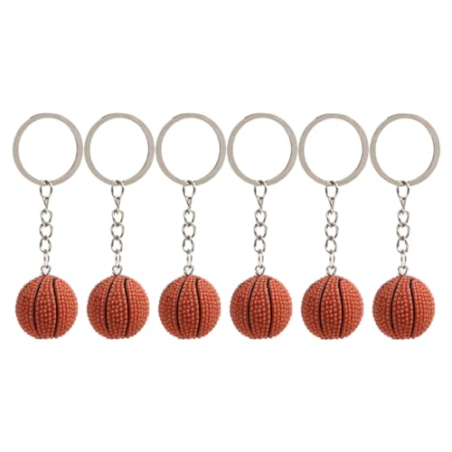 AOKWAWALIY 6st Basketball-schlüsselanhänger Mini-Tasche Schlüsselanhänger Für Sportbälle Sportgeschenke Für Jungen Auto Schlüsselanhänger Fußball-schlüsselanhänger Für Jungen Brown Eisen von AOKWAWALIY