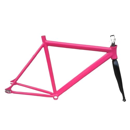 AOLUOER 700C Fixed Gear Fahrradrahmen Aluminiumlegierung Vordergabel Fixie Fahrrad Feset Single Speed ​​Straße Radfahren Teile Racing Pendeln(Pink,48cm) von AOLUOER