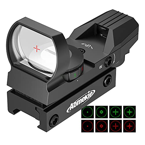 AOMEKIE Red Dot Visier Airsoft mit 20mm/22mm Schiene Leuchtpunktvisier Rotpunktvisier mit Tactical 4 Reticles für Jagd Softair Pistole und Armbrust von AOMEKIE