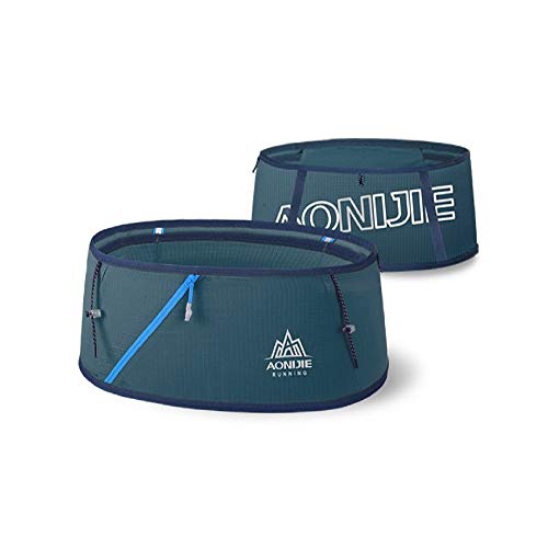 AONIJIE Hydration Running Belt Taille Pack Reise Geld Tasche Trail Marathon Gym Workout Fitness Handyhalter mit 250ml Wasserflasche (Blau, M/L) von AONIJIE