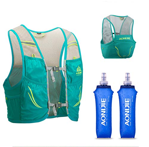 AONIJIE Lovtour Trinkweste, 2,5 l, Laufweste, leicht, mit 2 weichen Wasserflaschen, Bladder für Marathoner, Laufen, Rennen, Radfahren, Wandern, Camping, Radfahren (mintgrün (S-M)) von AONIJIE