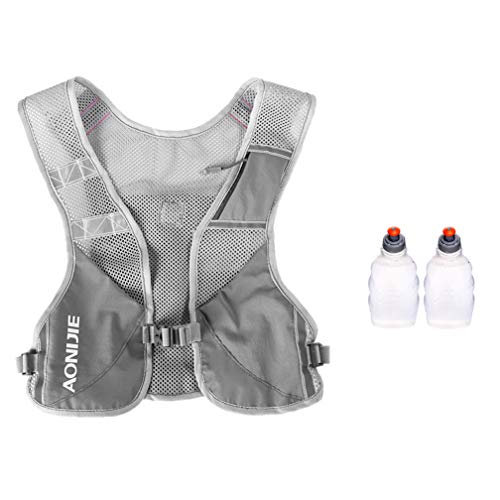 AONIJIE Marathon Laufweste, Wasser-Trinkrucksack, Outdoor-Sporttasche, Radfahren, Camping, Klettern, Rucksack (Grau, 2 Stück 250 ml Flaschen) von AONIJIE