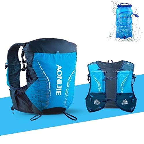 AONIJIE Radsport-Trinkrucksäcke, 18L Wanderrucksack zum Klettern, Laufsäcke im Freien (Blau+2L Wasserblase, L/XL) von AONIJIE
