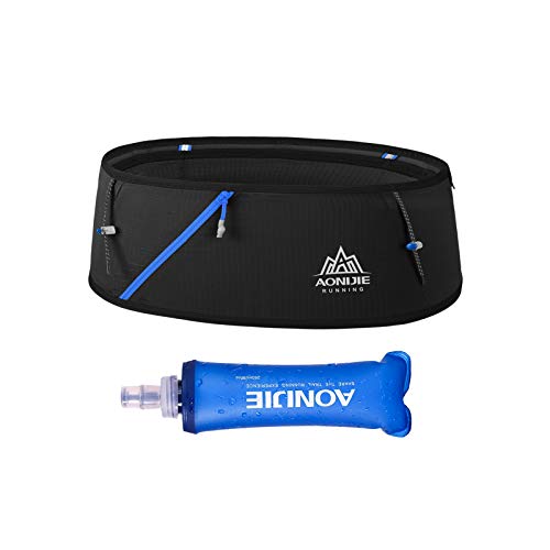 Lauftasche, Gürteltasche, Bauchtasche mit 250 ml weicher Wasserflasche, federfrei, modisch, Workout, Joggen, Reisen, Geldtasche für Damen, Schwarz, S/M, Laufen Lauftasche, Gürteltasche, Bauchtasche mit 250 ml weicher Wasserflasche, federfrei, modisch, Workout, Joggen, Reisen, Geldtasche für Damen, Schwarz, S/M, Laufen von AONIJIE