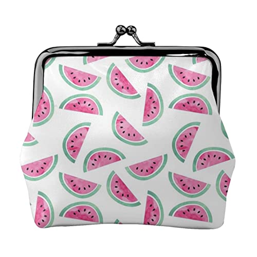 Aquarell-Wassermelone Damen-Leder-Geldbörse, Kleingeldbeutel mit Kiss-Lock-Verschluss, Schnallen-Geldbörse für Mädchen-Geschenk von AOOEDM