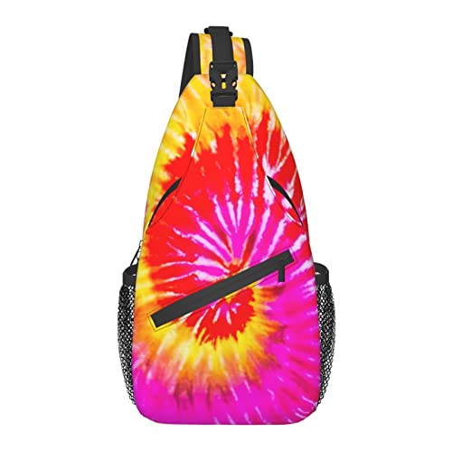 Bunte Tie Dye Sling Rucksack Umhängetasche Brusttasche Daypack Schulterrucksäcke Sporttasche für Wandern Reisen Casual Walking von AOOEDM