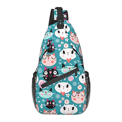 Cat Sling Rucksack Umhängetasche Brusttasche Tagesrucksack Schulterrucksäcke Sporttasche für Wandern Reisen Casual Walking von AOOEDM