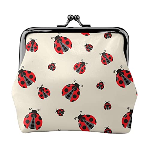 Ladybug Damen-Geldbörse aus Leder, Kleingeldtasche mit Kiss-Lock-Verschluss, Schnallen-Geldbörse für Frauen und Mädchen von AOOEDM