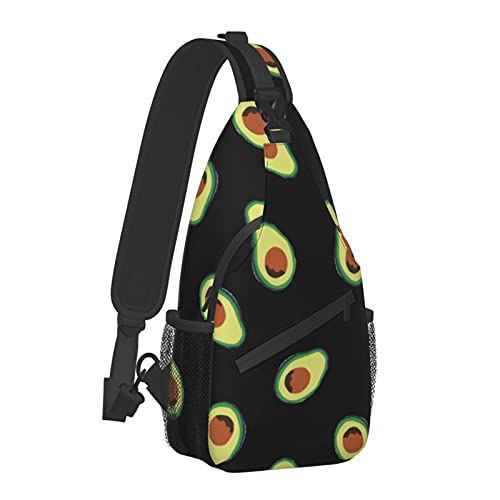 Modischer Sling-Rucksack für Jungen und Herren, Avocado-Muster, Umhängetasche, Anti-Diebstahl-Sporttasche mit verstellbarem Riemen zum Wandern, Radfahren, Einheitsgröße von AOOEDM