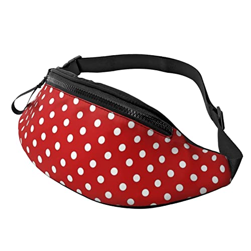 Red Black and White Polka Dot Fanny Pack Hiking Waist Bag for Women Men Adjustable Belt Fashion Waist Bag for Traveling Casual Running Cycling von AOOEDM