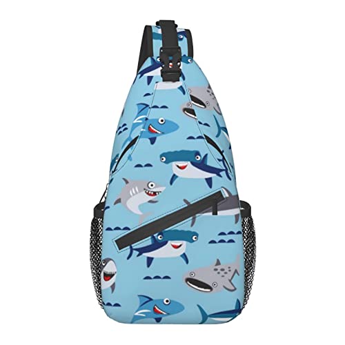 Shark Sharks Sling Rucksack Umhängetasche Brusttasche Daypack Schulterrucksäcke Sporttasche für Wandern Reisen Casual Walking von AOOEDM