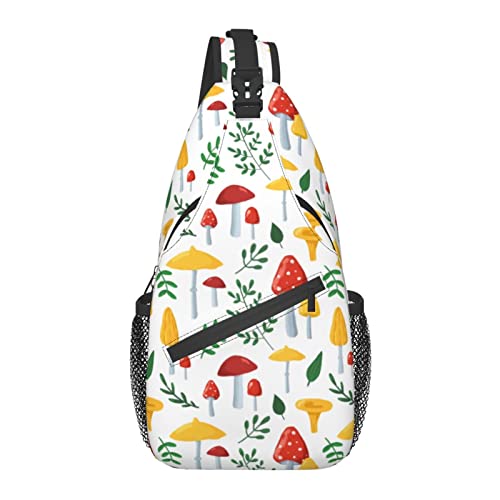 Trippy Mushroom Sling Rucksack Crossbody Brusttasche Tagesrucksack Schulterrucksäcke Sporttasche für Wandern Reisen Casual Walking von AOOEDM