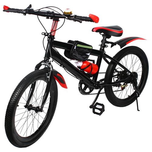 AOOUNGM Mountainbike 20 Zoll Fahrrad 21-Gang Mountainbike Upgraded Doppelscheibenbremsen Mountainbike Erwachsene Schaltung Mountainbike für Mädchen und Jungen(Rot) von AOOUNGM