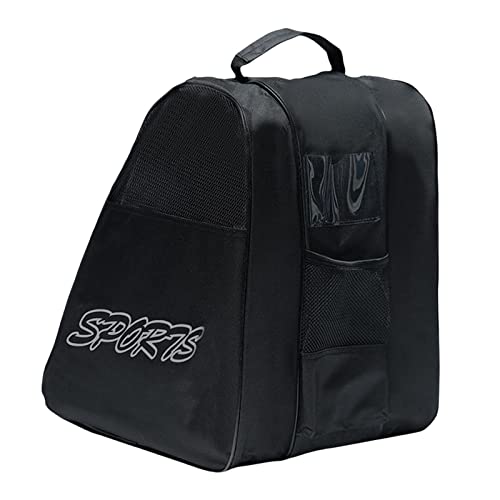 Rollschuhtasche, atmungsaktive Schlittschuhtaschen mit verstellbarem Schultergurt, Aufbewahrungstasche für Rollschuhe, Rollschuhzubehör (Schwarz) von AOPOSASV