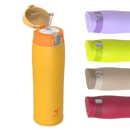 AORIN Trinkflasche - 500ml - 18/8 Edelstahl Wasserflasche Auslaufsicher -Trinkflasche Kinder mit Strohhalm BPA-Frei | Schule, Sport, Wasser, Fahrrad AORIN Trinkflasche - 500ml - 18/8 Edelstahl Wasserflasche Auslaufsicher -Trinkflasche Kinder mit Strohhalm BPA-Frei | Schule, Sport, Wasser, Fahrrad von AORIN