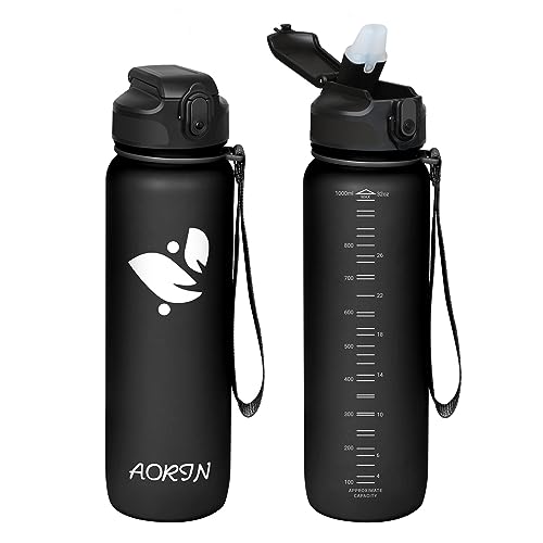 AORIN Trinkflasche mit Strohhalm, 750ml Trinkflasche Kinder BPA Frei, Tritan Auslaufsicher Wasserflasche, Geeignet für Sport, Fitness, Laufen, Yoga, Fahrrad, Outdoor von AORIN