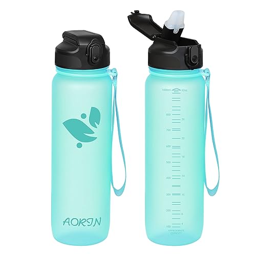 AORIN Trinkflasche mit Strohhalm, 750ml Trinkflasche Kinder BPA Frei, Tritan Auslaufsicher Wasserflasche, Geeignet für Sport, Fitness, Laufen, Yoga, Fahrrad, Outdoor von AORIN