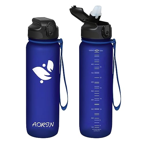 AORIN Trinkflasche mit Strohhalm, 1L Trinkflasche Kinder BPA Frei, Tritan Auslaufsicher Wasserflasche, Geeignet für Sport, Fitness, Laufen, Yoga, Fahrrad, Outdoor von AORIN