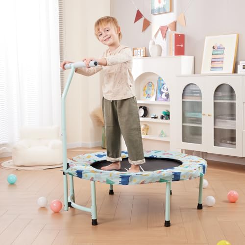 AOTOB 96,5 cm Mini-Kleinkind-Trampolin für Kinder im Alter von 1–6 Jahren – Indoor/Outdoor/Garten, kleiner Rebounder mit Schaumstoffgriff, gepolsterte Sicherheits-Abdeckung, Spaß für Kinder von AOTOB