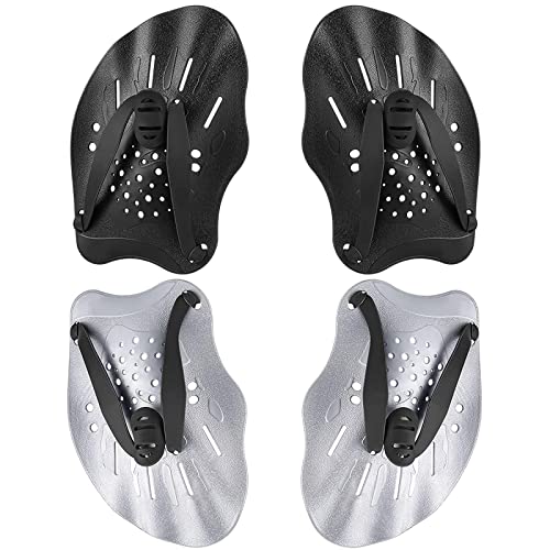 2 Paar Handpaddel zum Schwimmen, schwarz und grau Schwimmtraining Paddel, Schwimmpaddel mit verstellbaren Riemen, Krafttrainingshilfe, Pool-Übungsgeräte für Erwachsene, Kinder, Unisex 2 Paar Handpaddel zum Schwimmen, schwarz und grau Schwimmtraining Paddel, Schwimmpaddel mit verstellbaren Riemen, Krafttrainingshilfe, Pool-Übungsgeräte für Erwachsene, Kinder, Unisex von AOTOPYU