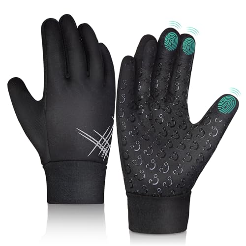 AOTOW Kinder Handschuhe Winter Fahrradhandschuhe - Touchscreen Reithandschuhe Thermo Fleece Kinderhandschuhe Winddichte Fahrrad Winterhandschuhe mit Anti-Rutsch für 4-12 Jahre Jung Mädch Kind Schwarz AOTOW Kinder Handschuhe Winter Fahrradhandschuhe - Touchscreen Reithandschuhe Thermo Fleece Kinderhandschuhe Winddichte Fahrrad Winterhandschuhe mit Anti-Rutsch für 4-12 Jahre Jung Mädch Kind Schwarz von AOTOW