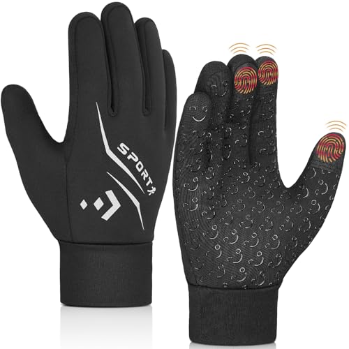 AOTOW Kinder Handschuhe Winter Fahrradhandschuhe - Warme Winddichte Fleece Touchscreen Winterhandschuhe Fahrrad Kinderhandschuhe Reithandschuhe mit Anti-Rutsch für 4-12 Jahre Mädchen Jungen Schwarz AOTOW Kinder Handschuhe Winter Fahrradhandschuhe - Warme Winddichte Fleece Touchscreen Winterhandschuhe Fahrrad Kinderhandschuhe Reithandschuhe mit Anti-Rutsch für 4-12 Jahre Mädchen Jungen Schwarz von AOTOW
