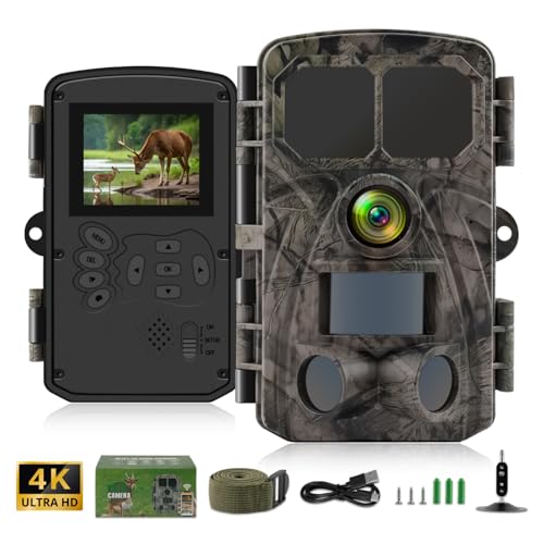 Wildkamera 4K, AOUQEE 48MP Ultra HD Video Wildkamera mit Handyübertragung App, Wlan Wildkamera mit Bewegungsmelder Nachtsicht, 0,1 s Auslösegeschwindigkeit, Weitwinkel 120°,IP66 Wasserdicht Jagdkamera von AOUQEE