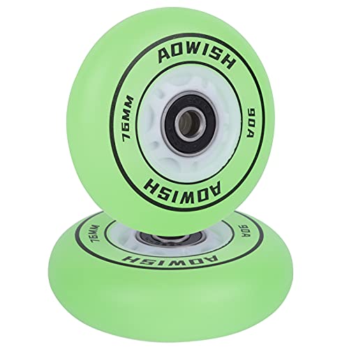 AOWISH Light Up Ripstik Wheels 76mm LED Flash Ripstick Wheels 90A Flashing Ripsurf Caster Board Replacement Wheel with Bearings ABEC-9 (2-Pack) (Green) von AOWISH