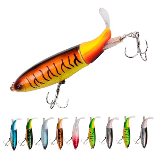 10 Stcs Fishing Bait 3D Gelenkfischer Fischereiköder mit Höhenhaken und Schleifen Hartmetall Topwater Fischereiködern Schwimmköder mit schwimmendem rotierenden (zufällig gefärbten) Außensportmittel von AOpghY