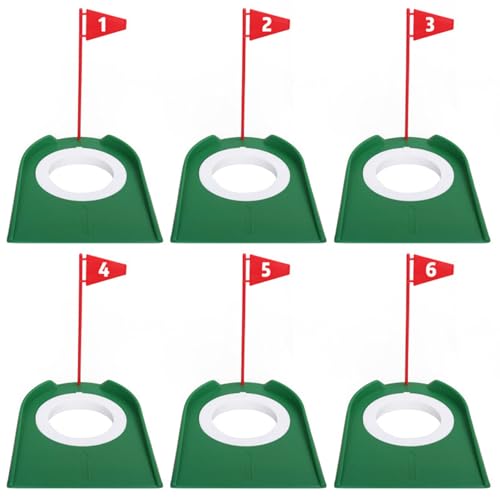 6-teiliges Golf-Putting-Cup mit Flagge, abnehmbare Golf-Putting-Maschine, Putting-Loch aus Kunststoff, Putting Green für Kinder, Männer und Frauen, Home Office, Hinterhof, Golf-Putting-Cups von AOpghY