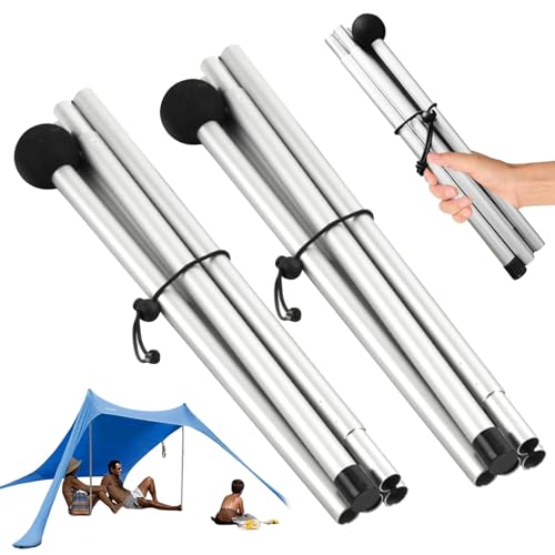 AOpghY 79-Zoll-TARP-Pole, 2pcs einstellbare Zeltstangen für Plane, 10 Abschnitte Aluminium-Ersatzzeltstangen, Nicht-Schlupf-Schatten-Segelstangen für Camping-Sportprodukte von AOpghY