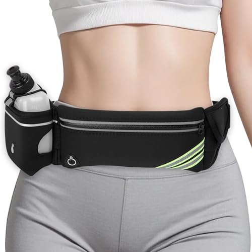 AOpghY Laufgürtel mit 30 ml Wasserflasche laufende Fanny -Pack -Hydratationsgürtel mit Kopfhörerloch ＆ Reflektierende Streifen passen 6 '' Telefon Black Sport und Fitnessprodukte von AOpghY