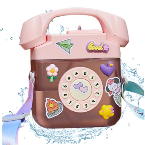 AOpghY Niedliche Wasserflasche Cartoon Telefonform 400 ml PC Kids Wasserflasche mit Riemen und strohversiegelter leckeres Reisen Wasserflasche, Style3 Sporting Goods von AOpghY