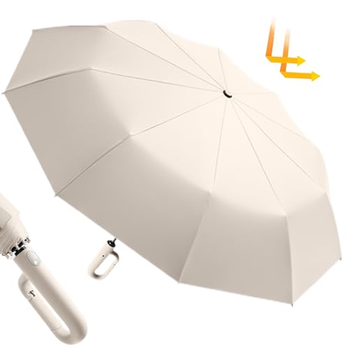 Automatische Regenschirmringschnalle Sonne Regenschirm UV -Schutz robuster windproofes Reisen Regenschirm Tragbarer großer Regenschirm Compact Dach (beige Aprikose) Reiseausrüstung von AOpghY