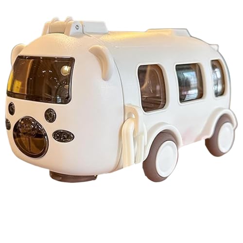 Buswasserflasche 17 Unz Lebensmittelqualität süße Cartoon Kinder Wasserflasche mit verstellbarem Schultergurt Kleinkindwagen Wasserflasche mit Rädern Geschenk (beige) Buswasserflasche für Kinder von AOpghY