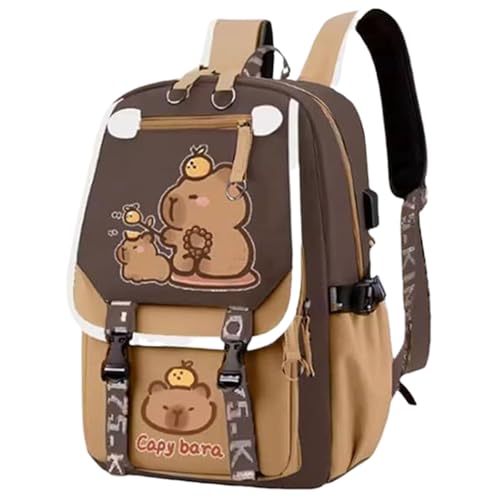 Capybara-Rucksack, Lagre-Kapazität Kawaii-Rucksack mit mehrfacher, süßer Schultasche mit atmungsaktivem Rücken, einem adretten Rucksack mit verstellbarem Gurt Capybara-Rucksack von AOpghY