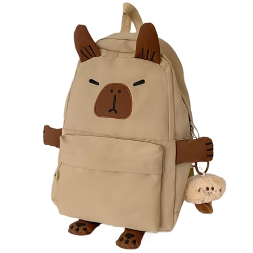 Capybara-Rucksack, Lagre-Kapazität Kawaii-Rucksack mit mehrfacher, wasserdichtem niedlichen Schulbeutel mit verstellbarem Riemen, ästhetischer Rucksack Capybara-Rucksack mit Anhänger von AOpghY