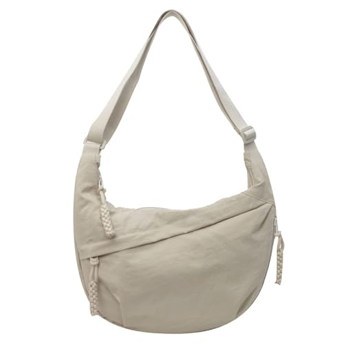 Crossbody -Taschen für Frauen große Kapazität Halbmond -Bag Minimalist Messenger Bag Verstellbare Reißverschlussbags für täglich, Reisen, Schule, beige weiße Frauenbeutel von AOpghY