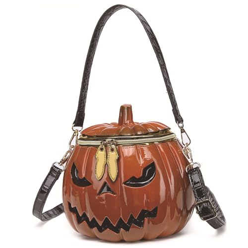 Halloween -Geldbörse für Frauen lustige seltsame Handheld/Schulter/Crossbody Kürbis Geldbeutel 8.66x7.8x5.9 in Reißverschluss Halloween Kürbisbeutel (orange) Modetaschen von AOpghY