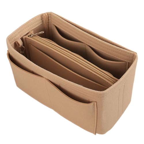 Kosmetikbeutel mehrpocket Filz Make-up-Beutel Reißverschluss 11.8x6.3x6.3in Make-up-Beutel waschbarer minimalistischer Kosmetiktaschen für Frauen, beige Reise- und Gepäckzubehör von AOpghY