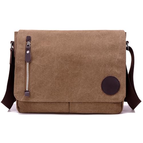 Leinwand Messengerbeutel für Männer Vintage Trendy Multi-Tocket-Messengerbeutel mit Polyesterfutter Reißverschluss großer Kapazitäts-Umhängetasche Leinwand Messenger-Tasche von AOpghY