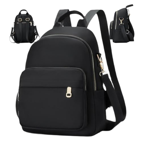 Mini-Rucksack für Frauen Multipocket Minimalist Schwarzer Kleiner Rucksack mit Tasche und Schultergurt verstellbare wasserdichte Rucksackbetriebskopplung Mini-Rucksack für Frauen von AOpghY