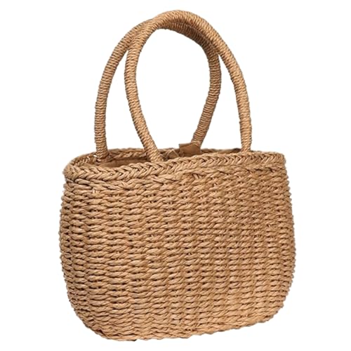 Strohhandtasche große Kapazität Strohbeutel für Frauen Top Griff lässig gewebte Geldbörse Retro kleine gewebte Geldbörse für Sommerstrand Reisen Frauen Schulterhandtaschen von AOpghY