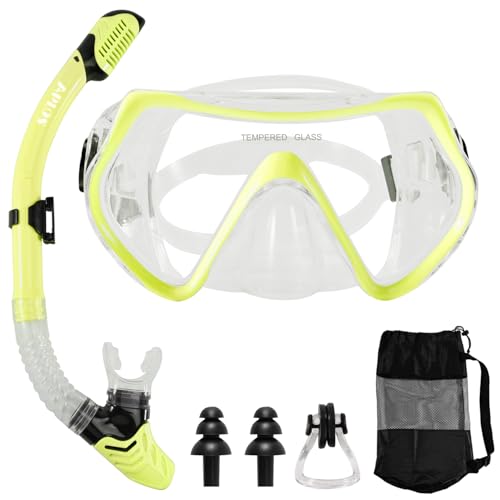 APLOS Schnorchelset Erwachsene, Schnorcheln Set mit Taucherbrille und Trocken Schnorchel,Anti-Fog Anti-Leck Schnorchelmaske aus Gehärtetem Glas,für Schnorcheln, Schwimmen und Tauchen Gelb APLOS Schnorchelset Erwachsene, Schnorcheln Set mit Taucherbrille und Trocken Schnorchel,Anti-Fog Anti-Leck Schnorchelmaske aus Gehärtetem Glas,für Schnorcheln, Schwimmen und Tauchen Gelb von APLOS