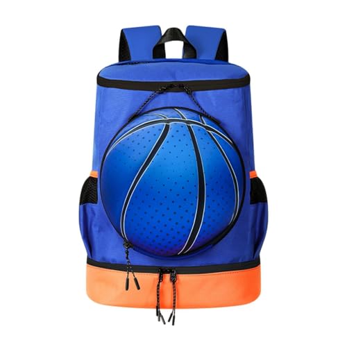 APLVFFZH Basketball-Rucksack mit separatem Ballhalter, Turnbeutel, Sportrucksack für Fitness, Blue Orange L Adults von APLVFFZH