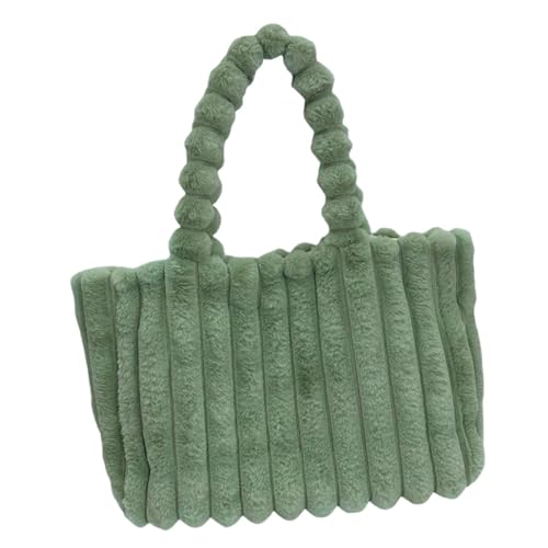 APLVFFZH Damen-Tragetasche aus Plüsch, Winter-Handtasche für den täglichen Einkauf auf Reisen, GrÜn von APLVFFZH